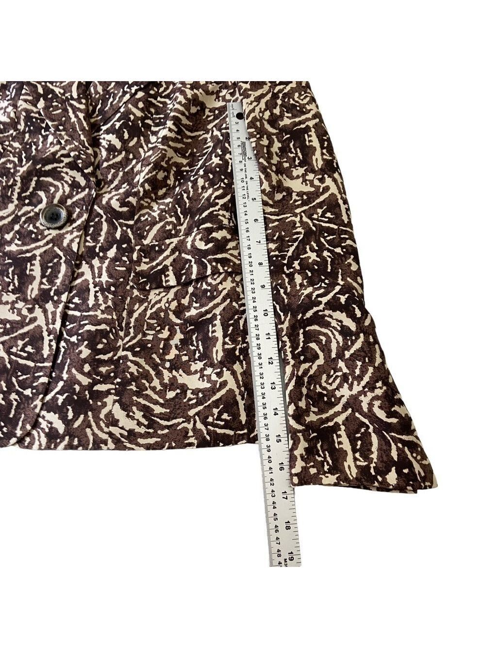 Kasper Pure Silk 2-Piece Blazer & Camisole Brown Black Cream Abstract Size US 8 - Picture 13 of 16